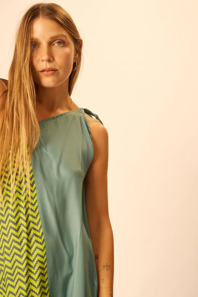 Women Natalie Martin Dresses Lola Dress Block Zigzag Lime