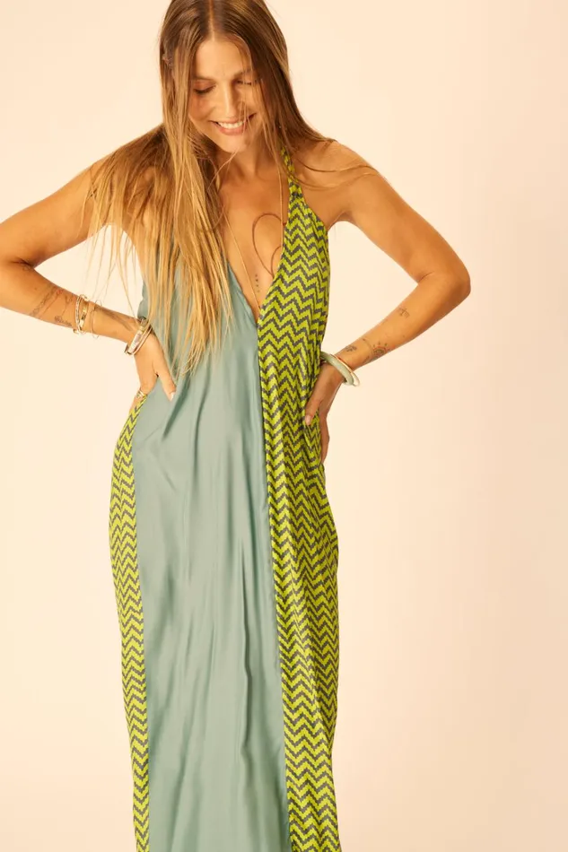 Women Natalie Martin Dresses Lola Dress Block Zigzag Lime