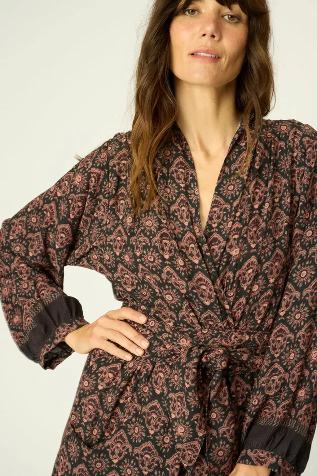 Women Natalie Martin Dresses Nico LS Maxi With Sash Fleurdelis Black