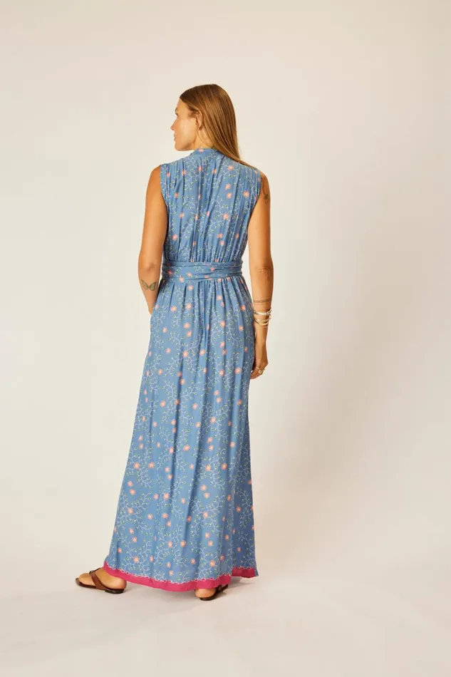 Women Natalie Martin Dresses Nico Sleeveless Maxi Pinwheel Denim