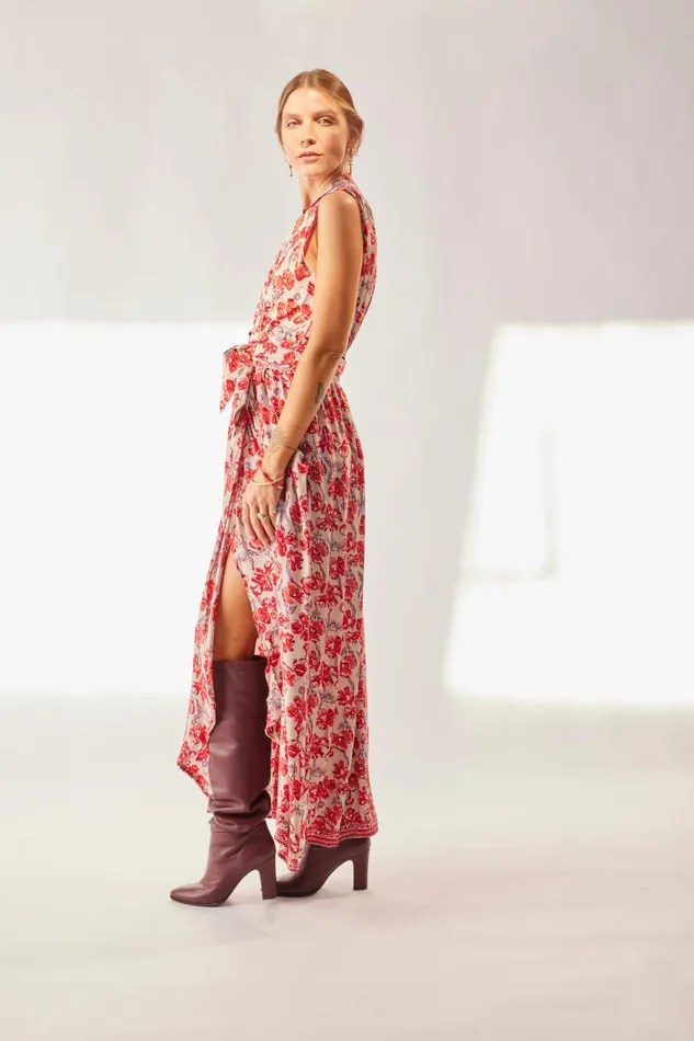 Women Natalie Martin Dresses Nico Sleeveless Maxi Silk Watercolor Clementine