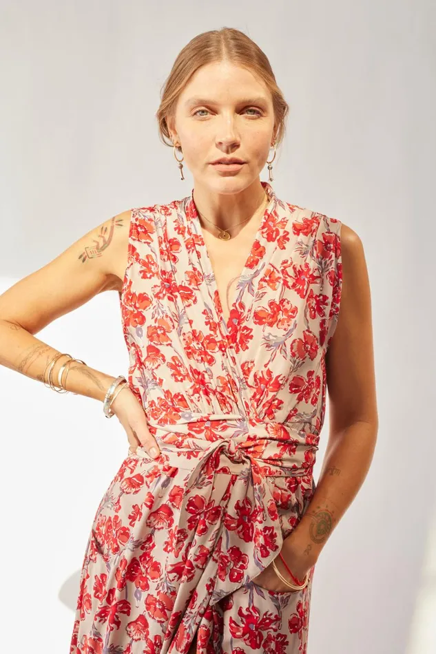 Women Natalie Martin Dresses Nico Sleeveless Maxi Silk Watercolor Clementine