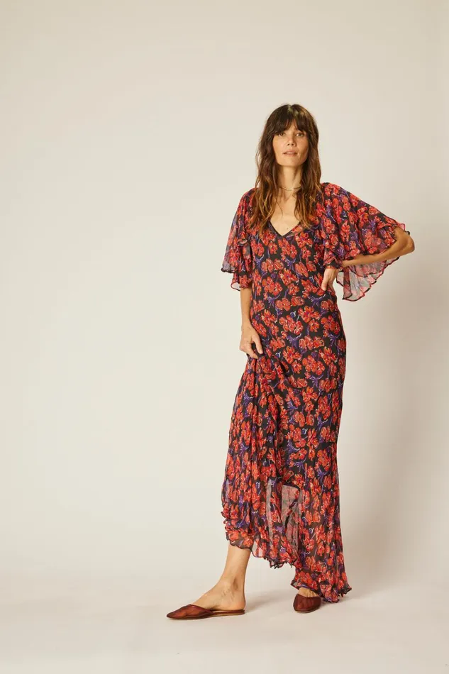 Women Natalie Martin Dresses Ramya Dress Chiffon Watercolor Onyx