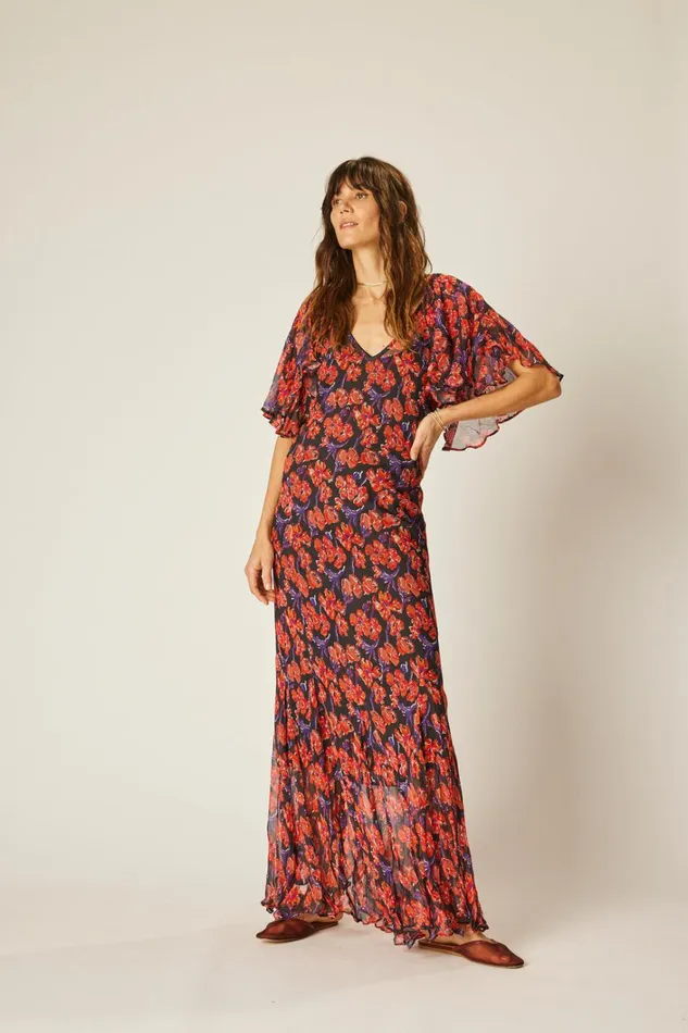 Women Natalie Martin Dresses Ramya Dress Chiffon Watercolor Onyx