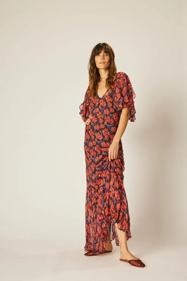 Women Natalie Martin Dresses Ramya Dress Chiffon Watercolor Onyx