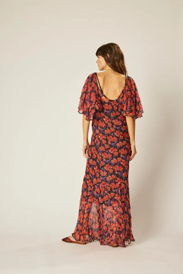 Women Natalie Martin Dresses Ramya Dress Chiffon Watercolor Onyx