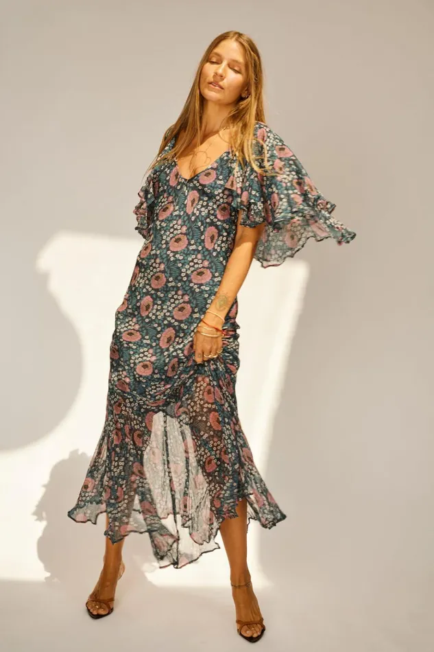 Women Natalie Martin Dresses Ramya Dress Vintage Flowers Indigo