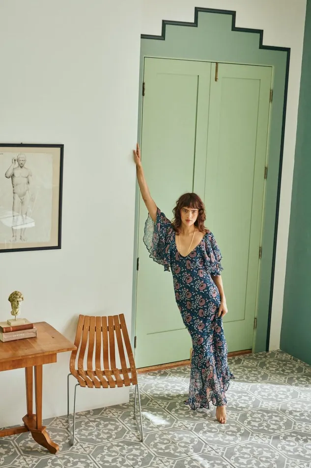 Women Natalie Martin Dresses Ramya Dress Vintage Flowers Indigo