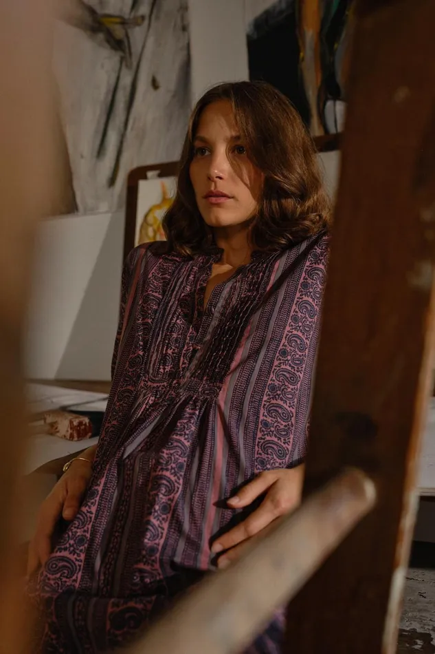 Women Natalie Martin Dresses Sammie Maxi Paisley Stripe Heather
