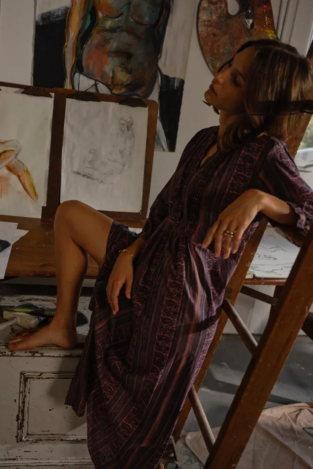 Women Natalie Martin Dresses Sammie Maxi Paisley Stripe Heather
