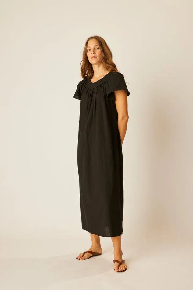 Women Natalie Martin Dresses Sienna Dress Black Flat Cotton