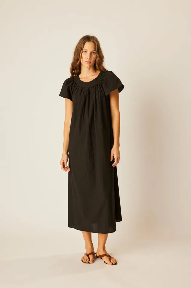 Women Natalie Martin Dresses Sienna Dress Black Flat Cotton