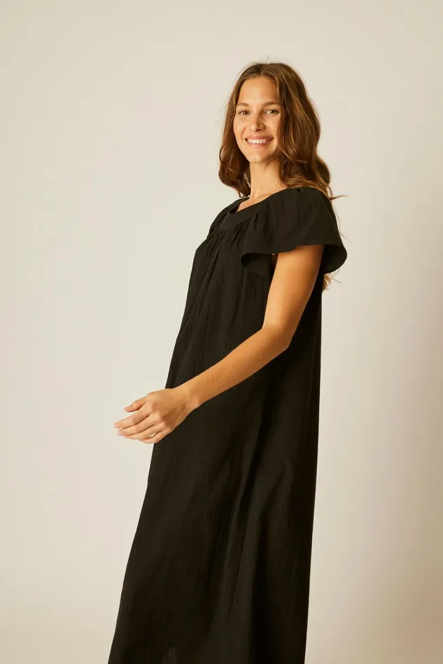 Women Natalie Martin Dresses Sienna Dress Black Flat Cotton