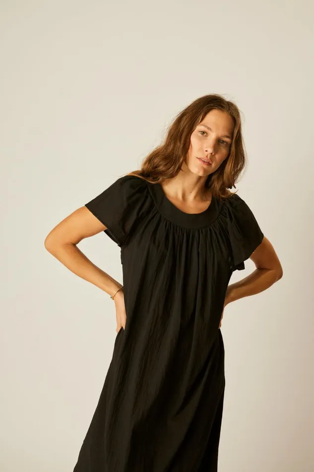 Women Natalie Martin Dresses Sienna Dress Black Flat Cotton