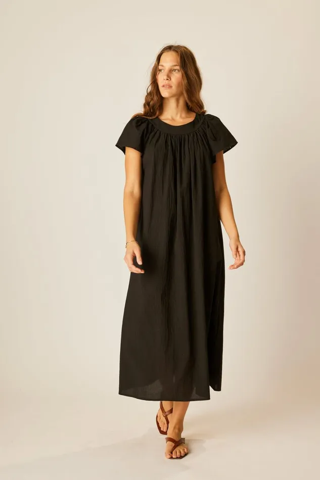 Women Natalie Martin Dresses Sienna Dress Black Flat Cotton