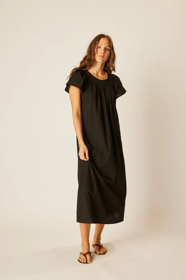Women Natalie Martin Dresses Sienna Dress Black Flat Cotton