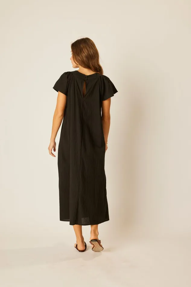 Women Natalie Martin Dresses Sienna Dress Black Flat Cotton