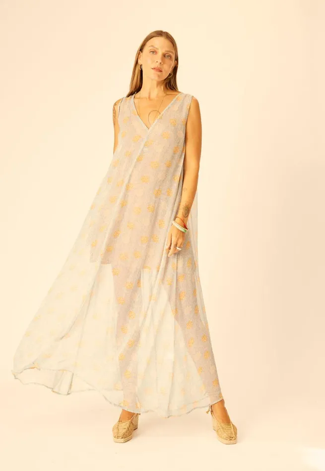 Women Natalie Martin Dresses Tova Maxi Snowflake Tangerine