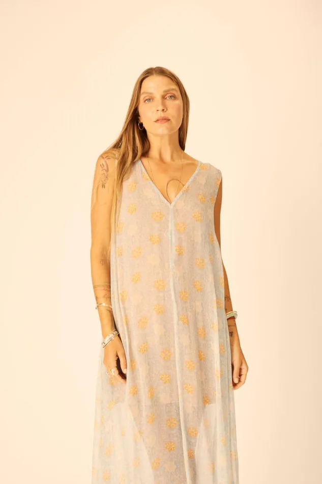 Women Natalie Martin Dresses Tova Maxi Snowflake Tangerine