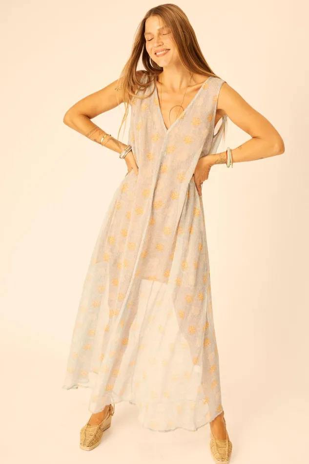 Women Natalie Martin Dresses Tova Maxi Snowflake Tangerine