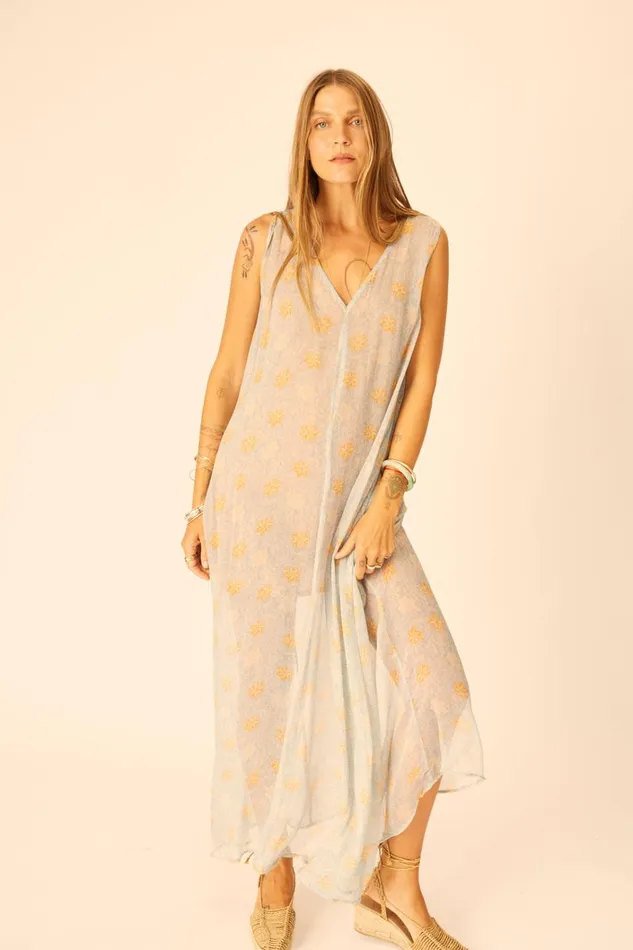 Women Natalie Martin Dresses Tova Maxi Snowflake Tangerine
