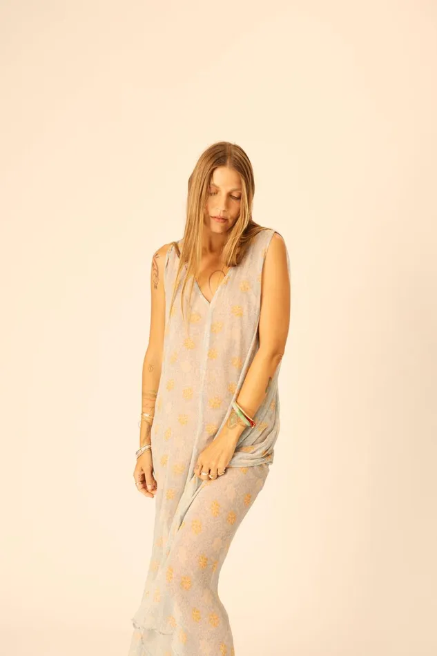 Women Natalie Martin Dresses Tova Maxi Snowflake Tangerine