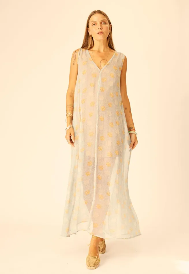 Women Natalie Martin Dresses Tova Maxi Snowflake Tangerine