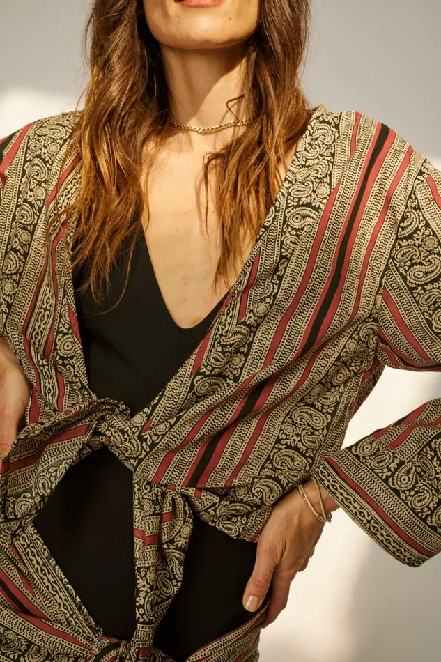 Women Natalie Martin Tops Adriana Top Paisley Stripe Black