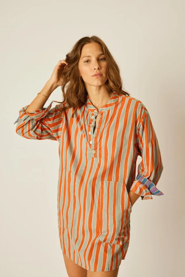 Women Natalie Martin Tops Aprs Swim Top Batik Stripe Sage