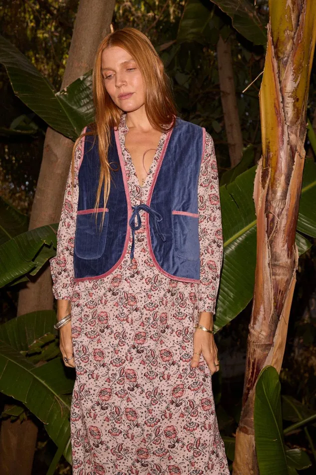 Women Natalie Martin Tops Felicity Vest Cotton Velvet Blush