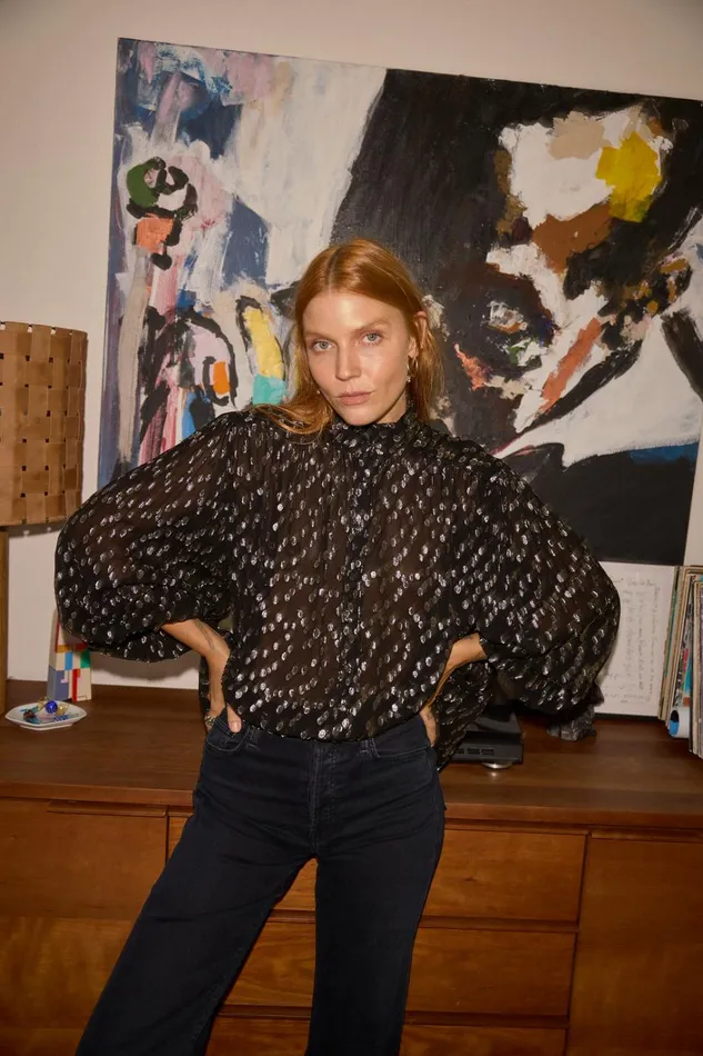 Women Natalie Martin Tops Iris Top Metallic Chiffon