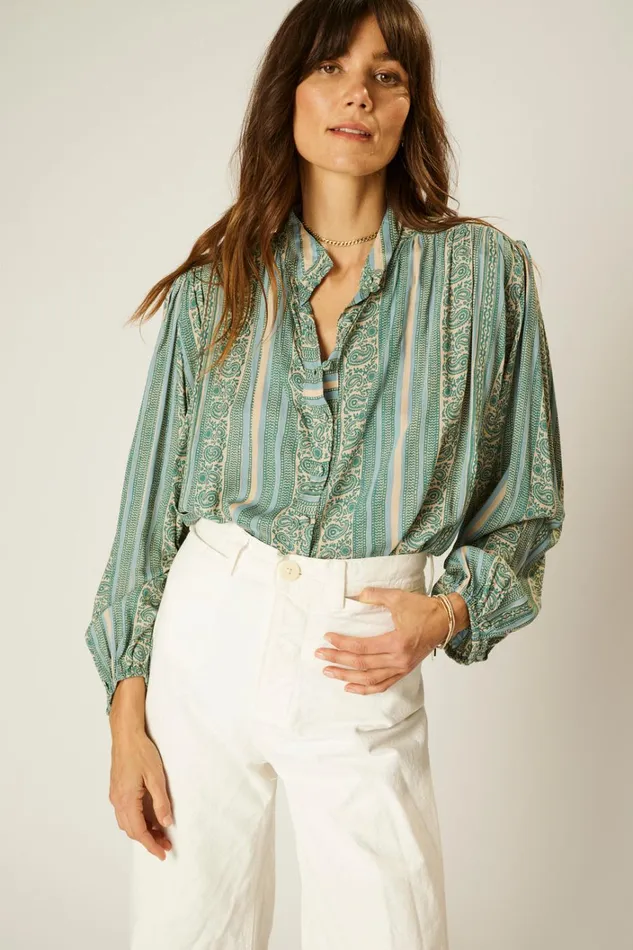 Women Natalie Martin Tops Iris Top Paisley Stripe Pool