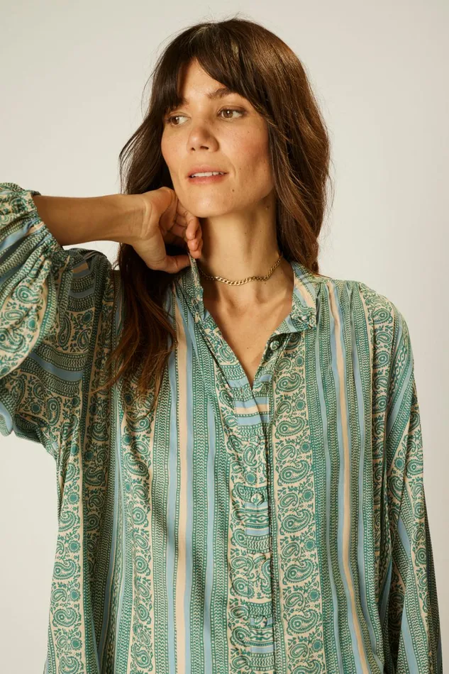 Women Natalie Martin Tops Iris Top Paisley Stripe Pool Women Natalie Martin Tops Iris Top Paisley Stripe Pool