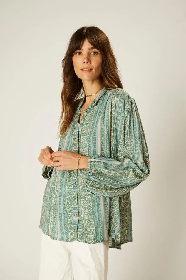 Women Natalie Martin Tops Iris Top Paisley Stripe Pool Women Natalie Martin Tops Iris Top Paisley Stripe Pool