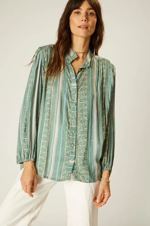 Women Natalie Martin Tops Iris Top Paisley Stripe Pool Women Natalie Martin Tops Iris Top Paisley Stripe Pool