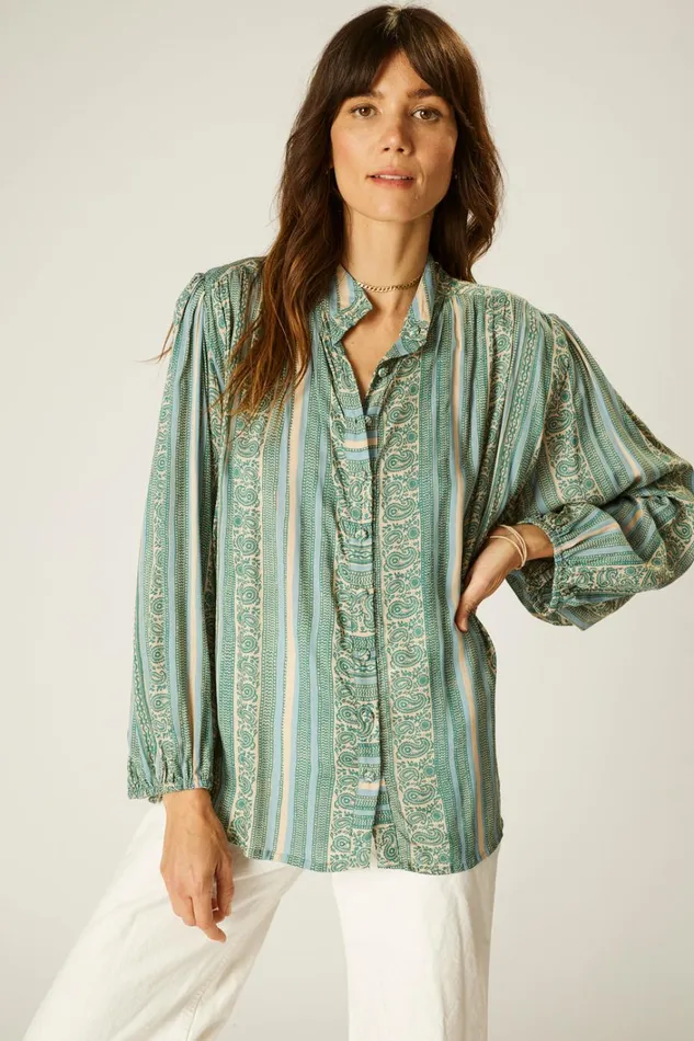 Women Natalie Martin Tops Iris Top Paisley Stripe Pool Women Natalie Martin Tops Iris Top Paisley Stripe Pool