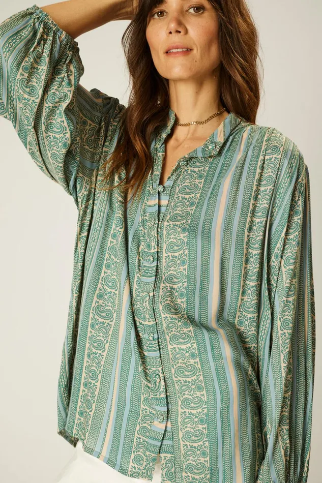 Women Natalie Martin Tops Iris Top Paisley Stripe Pool Women Natalie Martin Tops Iris Top Paisley Stripe Pool