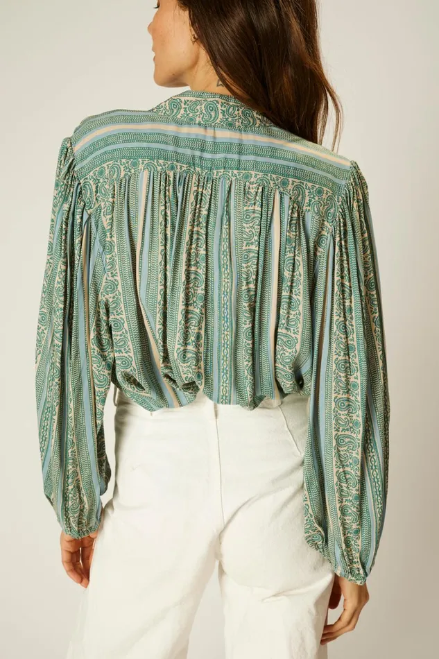 Women Natalie Martin Tops Iris Top Paisley Stripe Pool Women Natalie Martin Tops Iris Top Paisley Stripe Pool