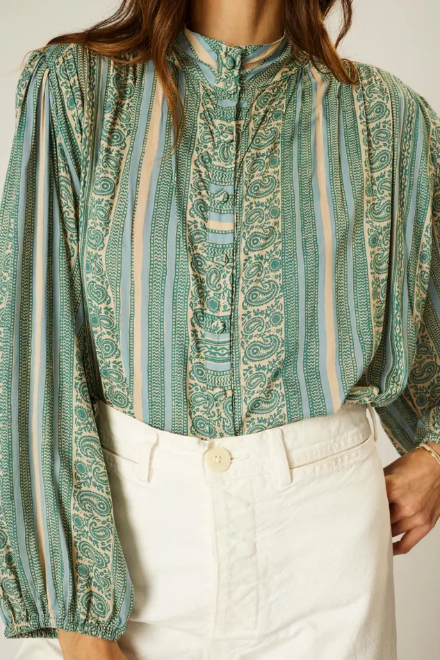 Women Natalie Martin Tops Iris Top Paisley Stripe Pool Women Natalie Martin Tops Iris Top Paisley Stripe Pool