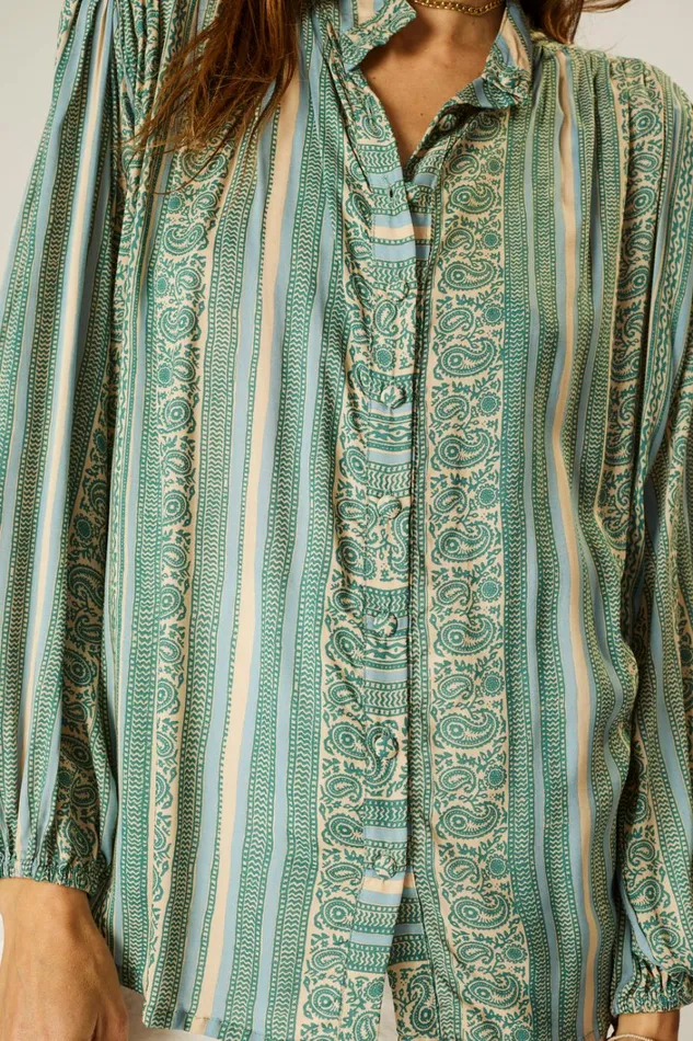 Women Natalie Martin Tops Iris Top Paisley Stripe Pool Women Natalie Martin Tops Iris Top Paisley Stripe Pool