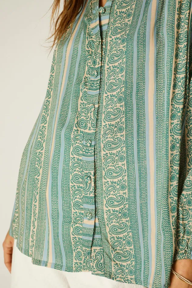 Women Natalie Martin Tops Iris Top Paisley Stripe Pool Women Natalie Martin Tops Iris Top Paisley Stripe Pool