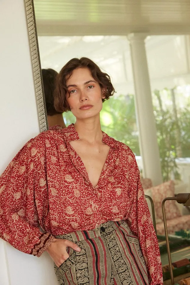 Women Natalie Martin Tops Iris Top Water Lily Terracotta Women Natalie Martin Tops Iris Top Water Lily Terracotta