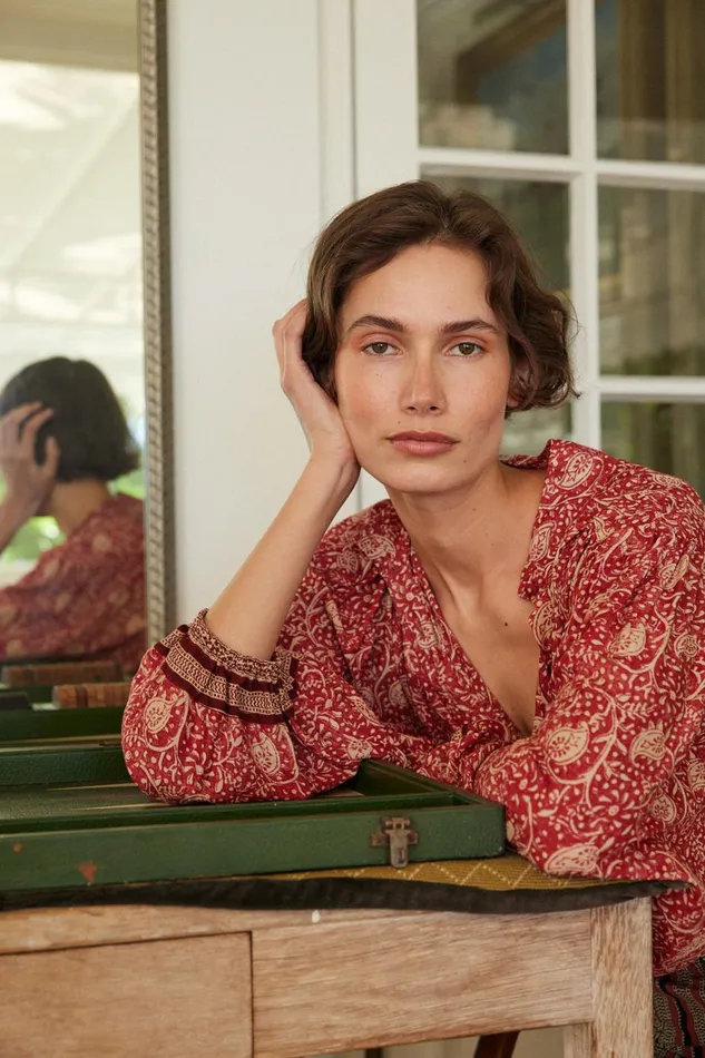 Women Natalie Martin Tops Iris Top Water Lily Terracotta Women Natalie Martin Tops Iris Top Water Lily Terracotta