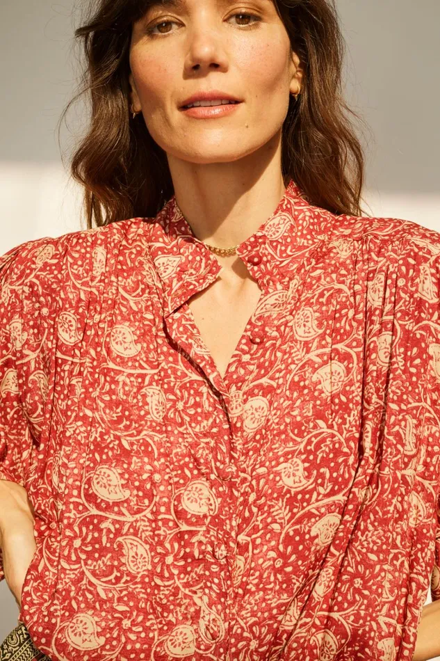 Women Natalie Martin Tops Iris Top Water Lily Terracotta Women Natalie Martin Tops Iris Top Water Lily Terracotta