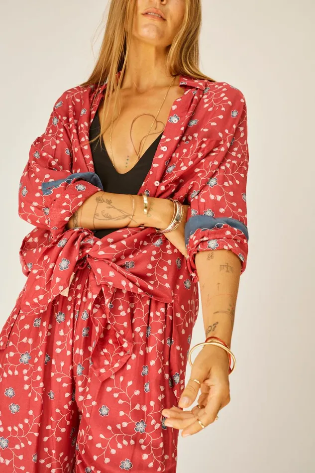 Women Natalie Martin Tops Jennifer Shirt Pinwheel Barn Red