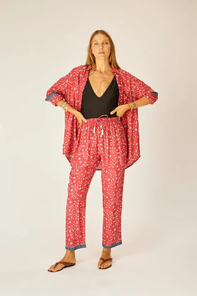 Women Natalie Martin Tops Jennifer Shirt Pinwheel Barn Red