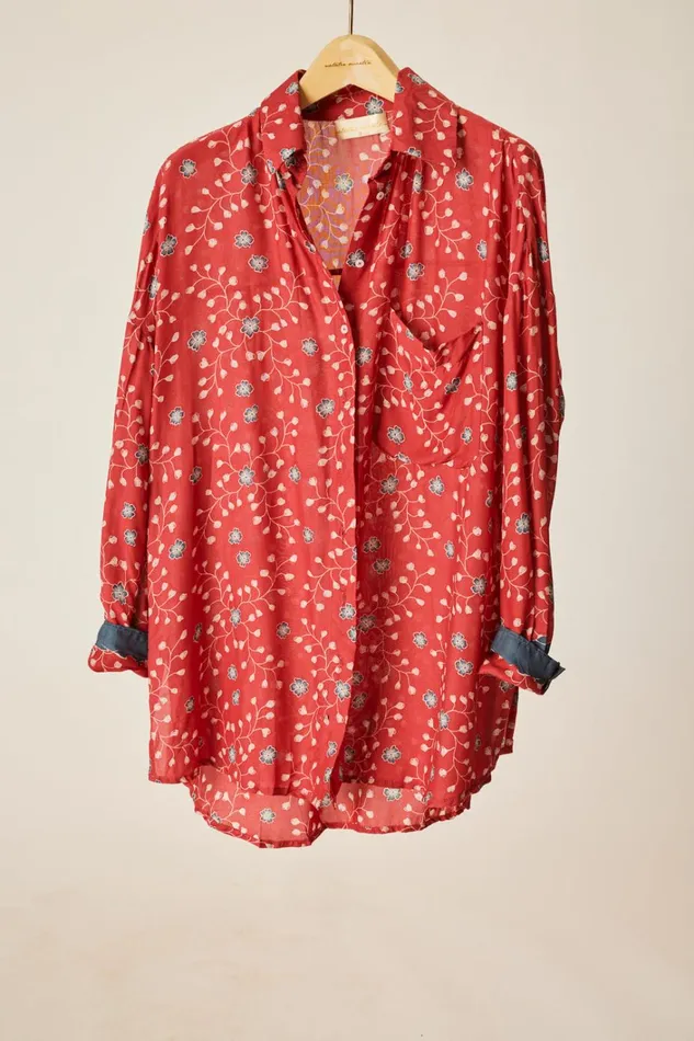 Women Natalie Martin Tops Jennifer Shirt Pinwheel Barn Red