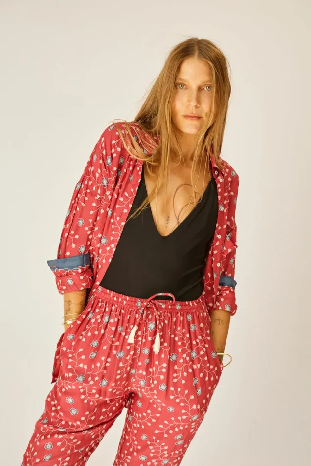 Women Natalie Martin Tops Jennifer Shirt Pinwheel Barn Red