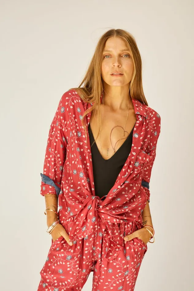 Women Natalie Martin Tops Jennifer Shirt Pinwheel Barn Red