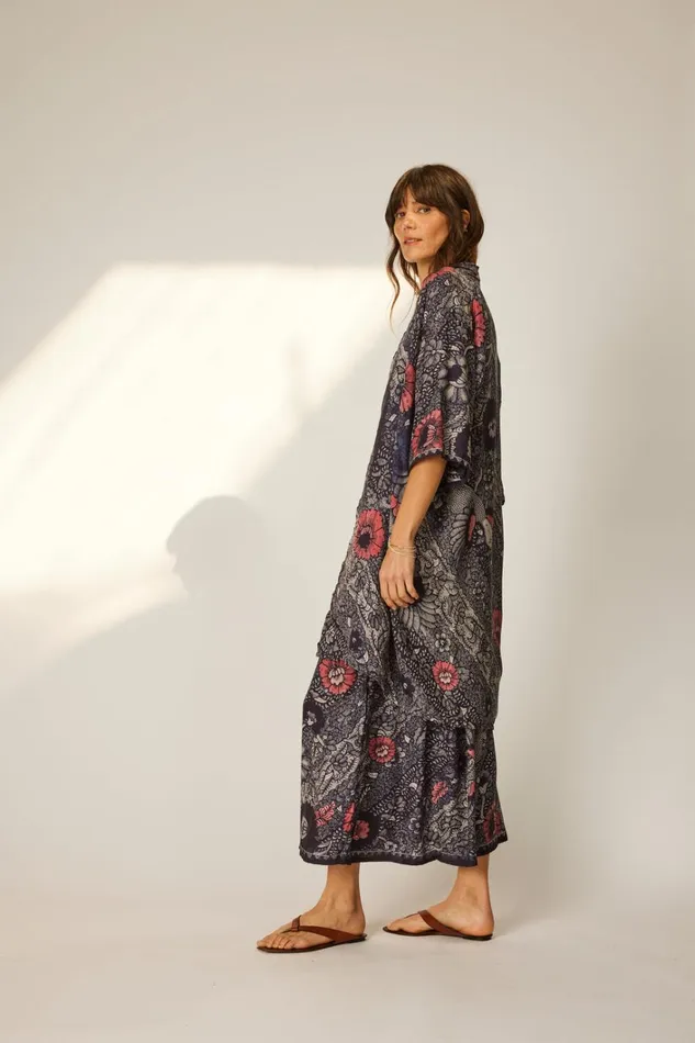 Women Natalie Martin Tops Lennon Kimono Peacock Ink